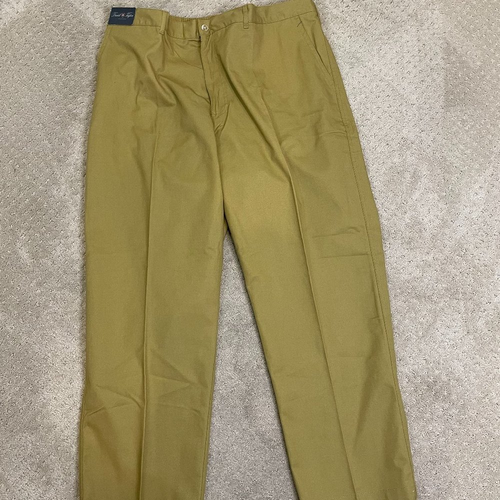 David Taylor Womens Stretch waist canvas Khaki Work Pants sz 46x29 NWT